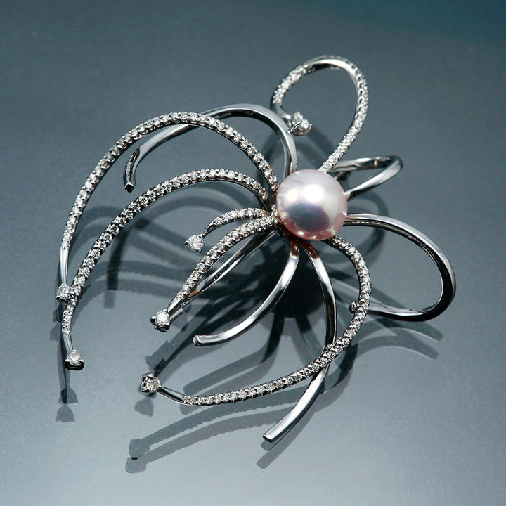 Freshwater Pearl & Diamond Brooch ｜ BX01767