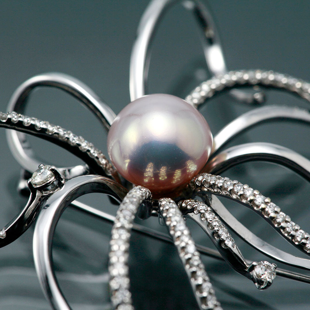 Freshwater Pearl & Diamond Brooch ｜ BX01767