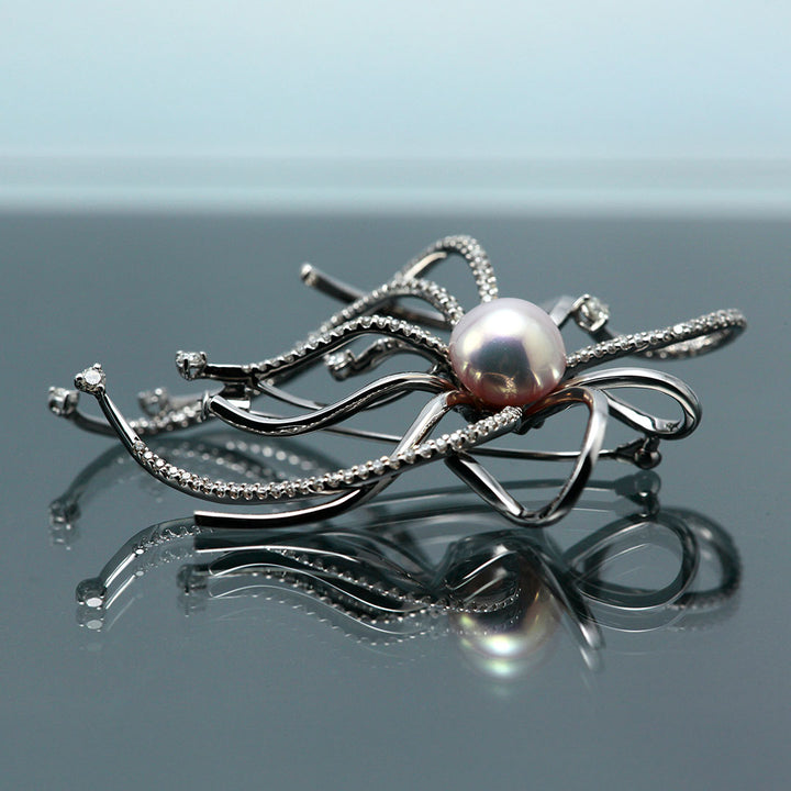 Freshwater Pearl & Diamond Brooch ｜ BX01767