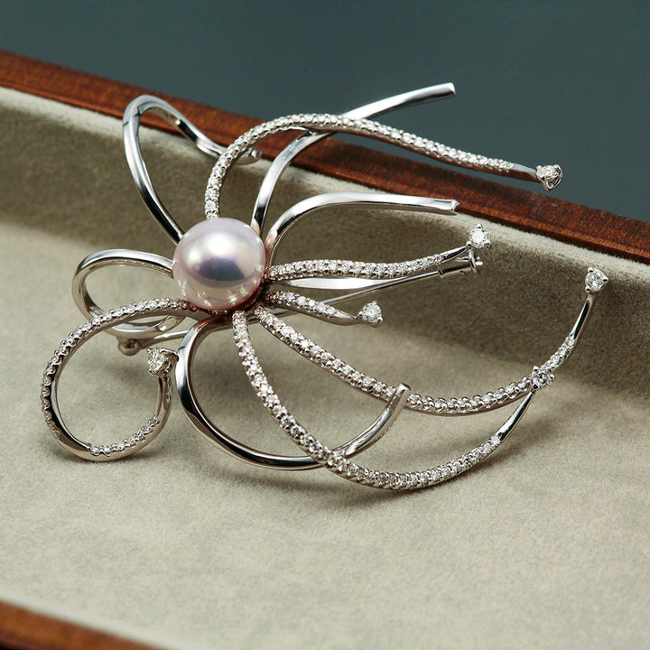 Freshwater Pearl & Diamond Brooch ｜ BX01767