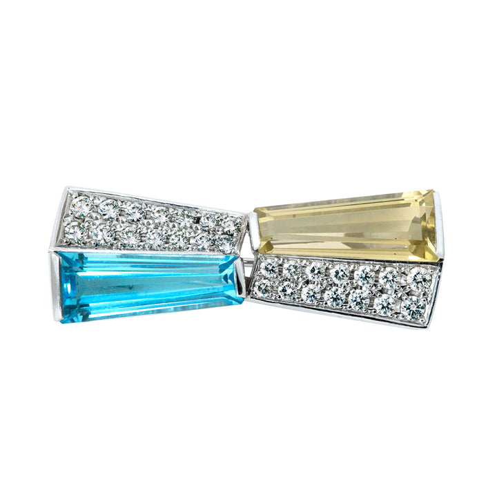 Lemon Topaz & Blue Topaz Brooch ｜ BX01823