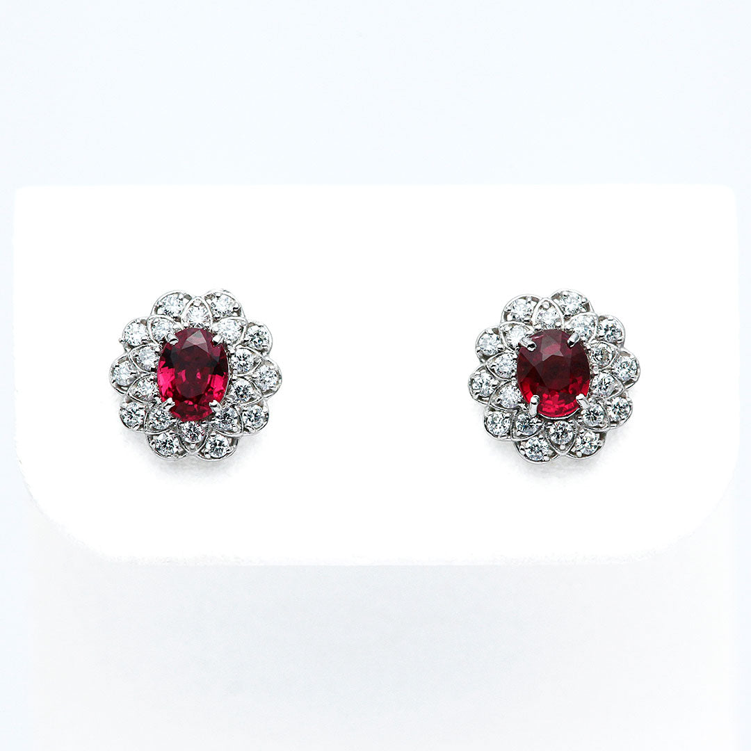 Pigeon blood & unheated ruby ​​earrings ｜ EP03585