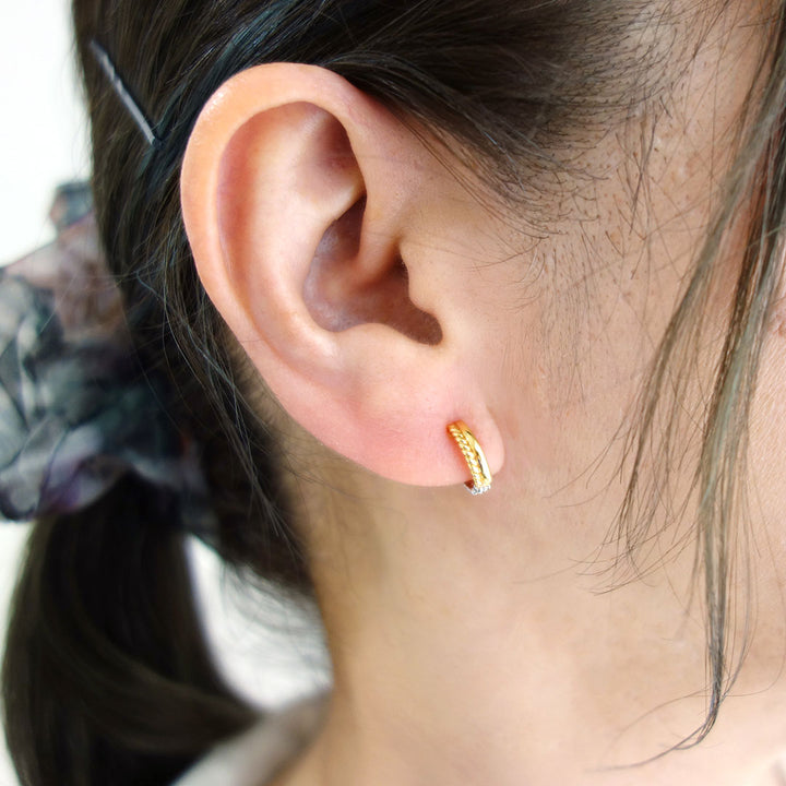 イエローゴールド×ホワイトゴールド ピアリング ｜ EX04398