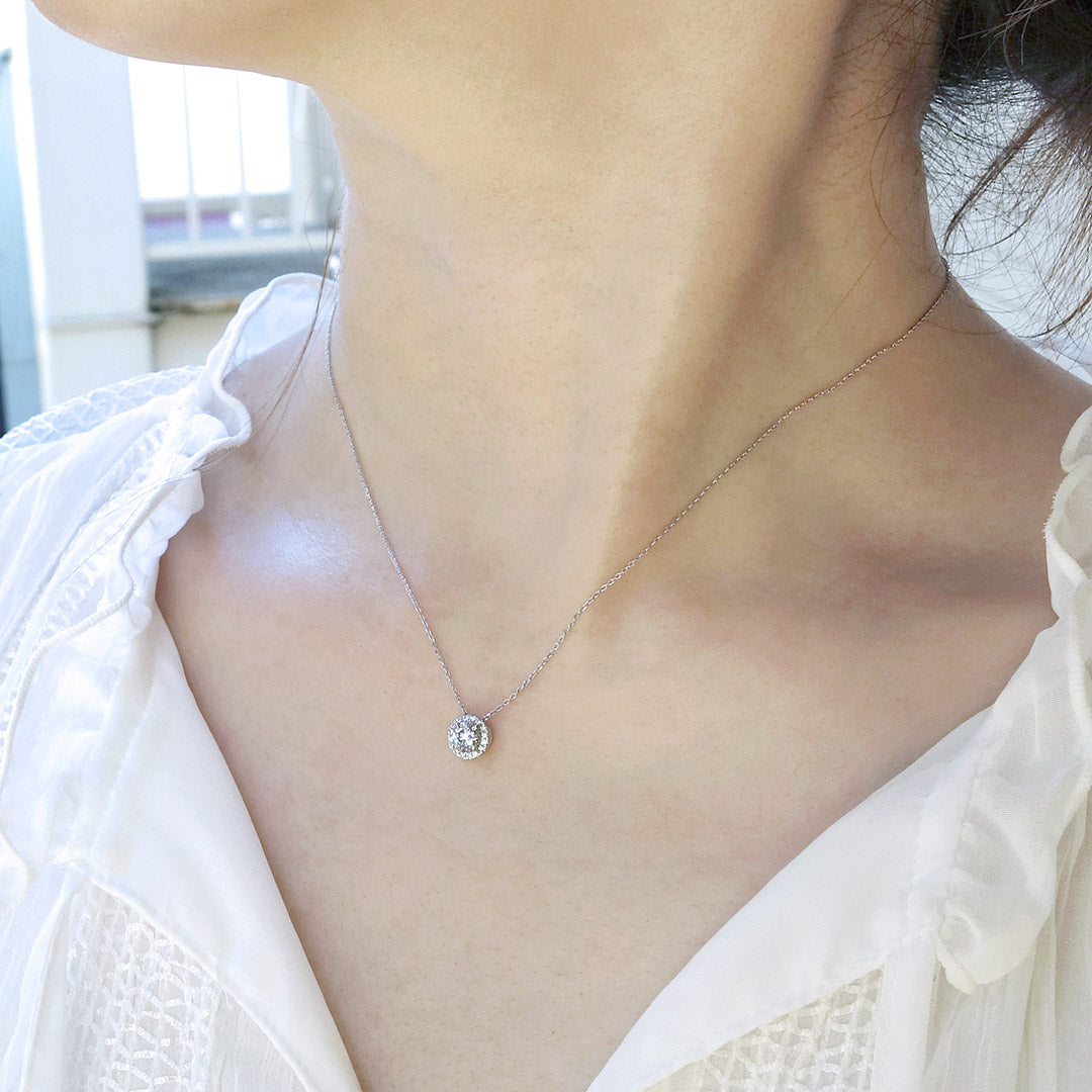 Diamond Halo Design Necklace | PD03744 (0.215ct/E/SI1/VG)