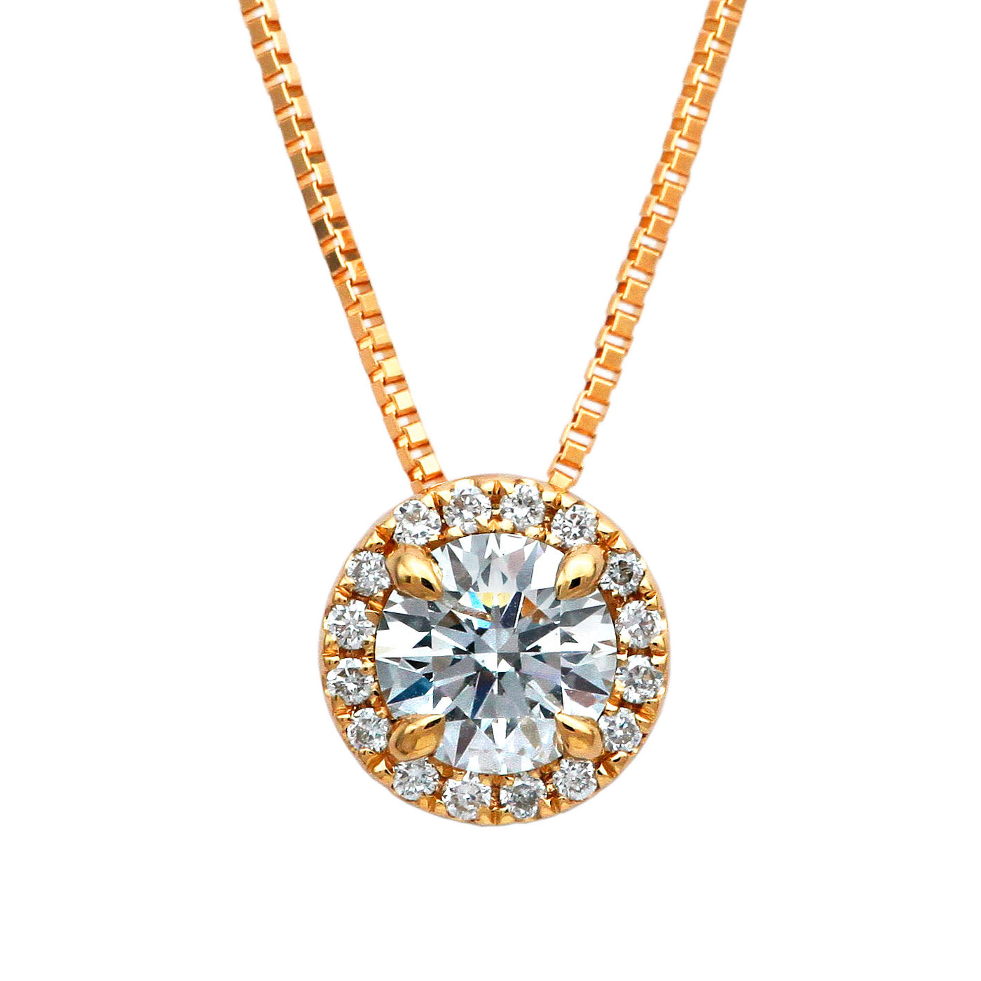 Halo Design Engagement Necklace Made in Pink Gold | Venetian (NELG4507)