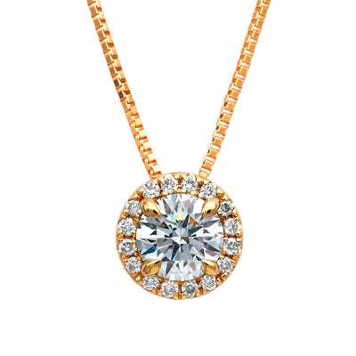 Halo Design Engagement Necklace Made in Pink Gold | Venetian (NELG4507)