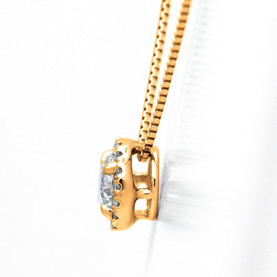 <tc>Pink gold halo design engagement necklace | Box chain (NELG4507)</tc>