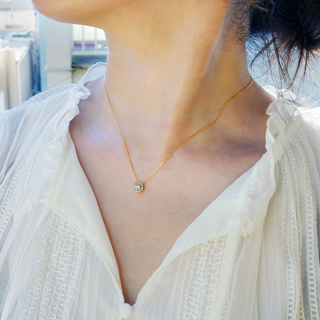 Halo Design Engagement Necklace Made in Pink Gold | Venetian (NELG4507)
