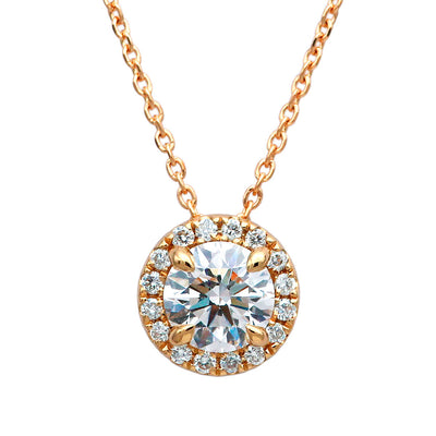 Pink Gold Halo Design Engagement Necklace | Azuki Chain (NELG4525)