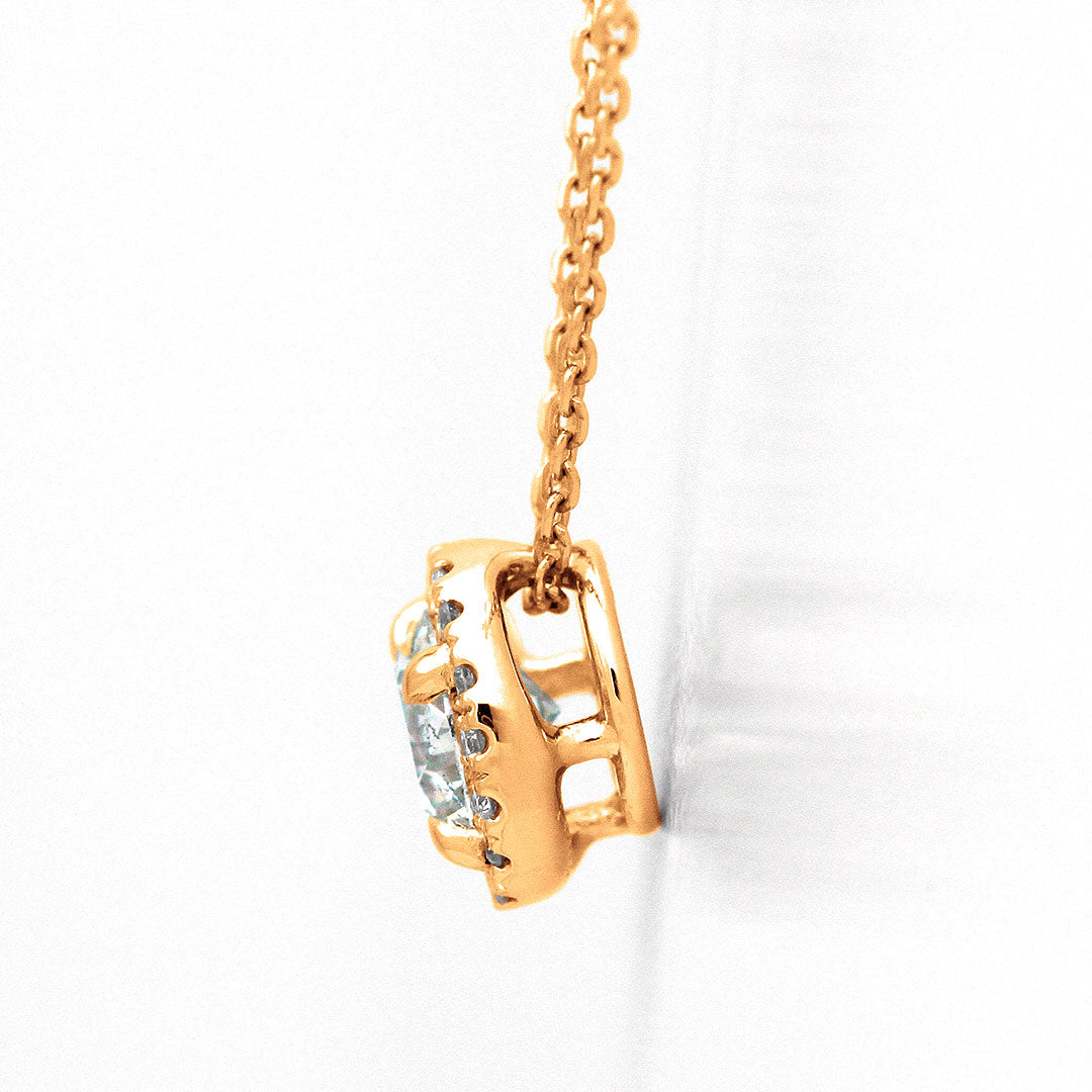 Pink Gold Halo Design Engagement Necklace | Azuki Chain (NELG4525)