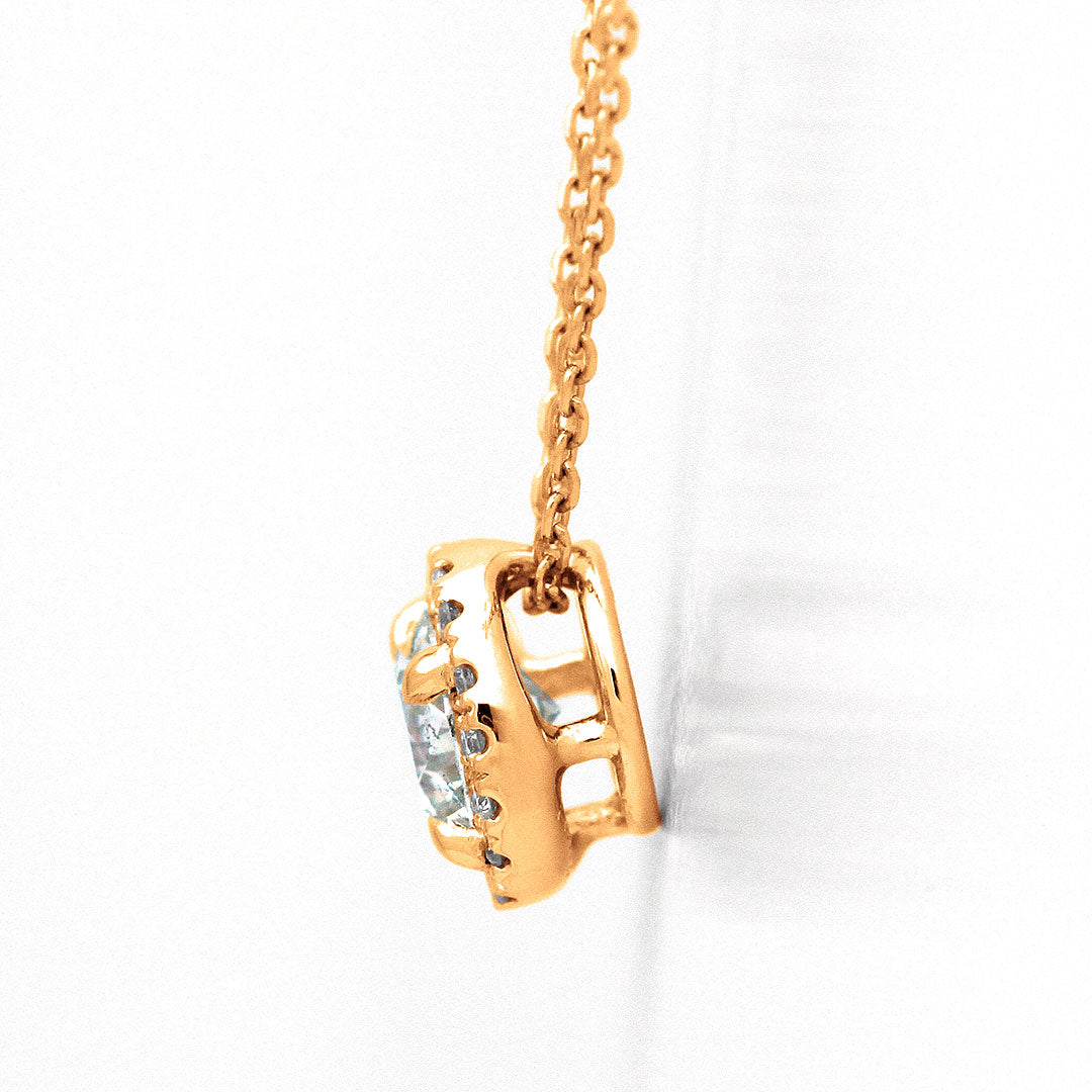 <tc>Pink gold halo engagement necklace | Oval link chain (NELG4525)</tc>