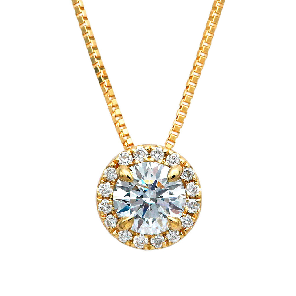ネックレス ダイヤモンド0.04ct フラワー しずく型 18金イエロー