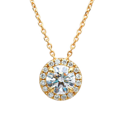 Yellow gold halo design engagement necklace | Azuki chain (NELK4525)