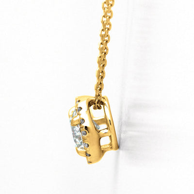 Yellow gold halo design engagement necklace | Azuki chain (NELK4525)