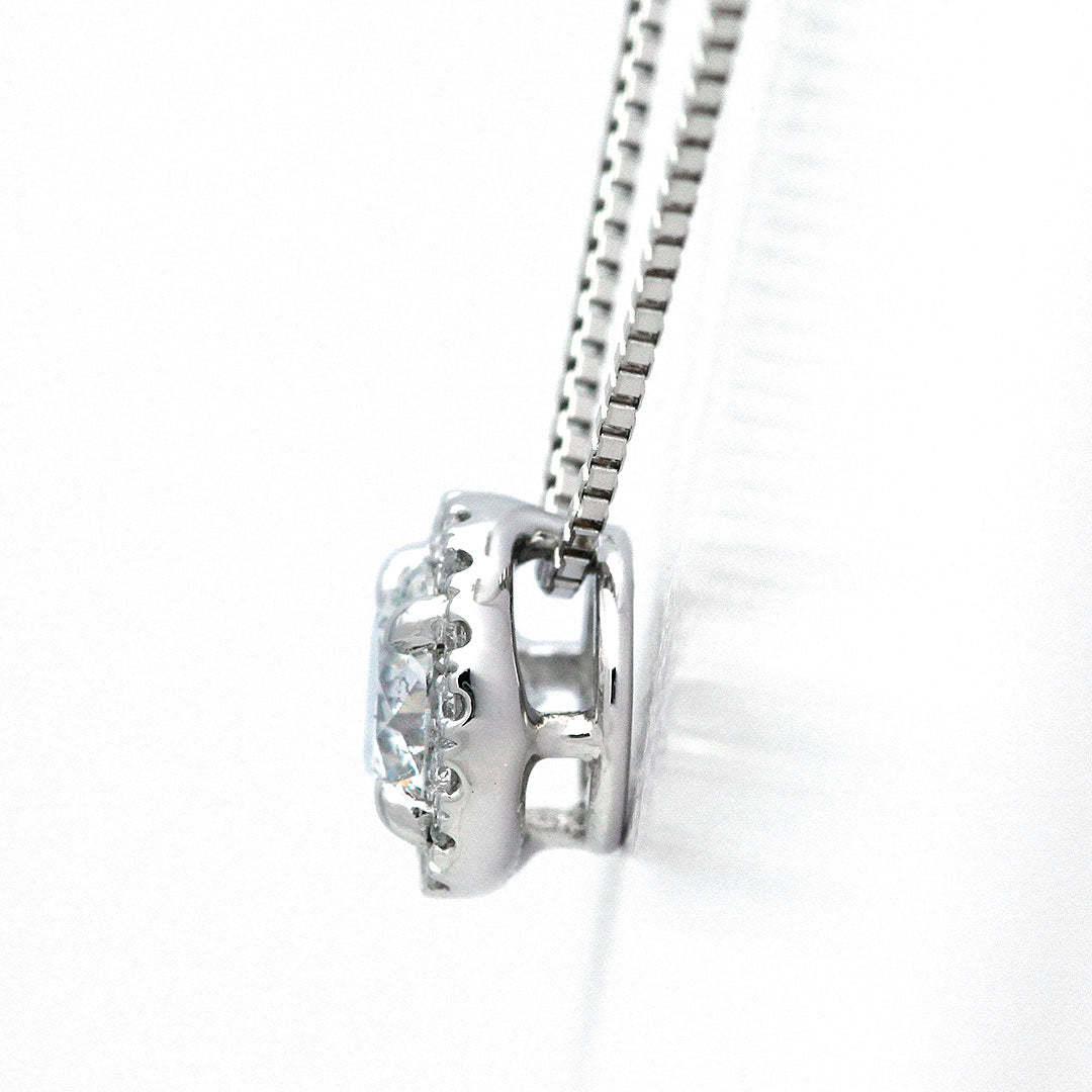 <tc>Platinum halo engagement necklace | Box chain (NELP4507)</tc>