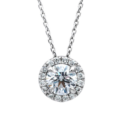 <tc>Platinum halo engagement necklace | Oval link chain (NELP4525)</tc>