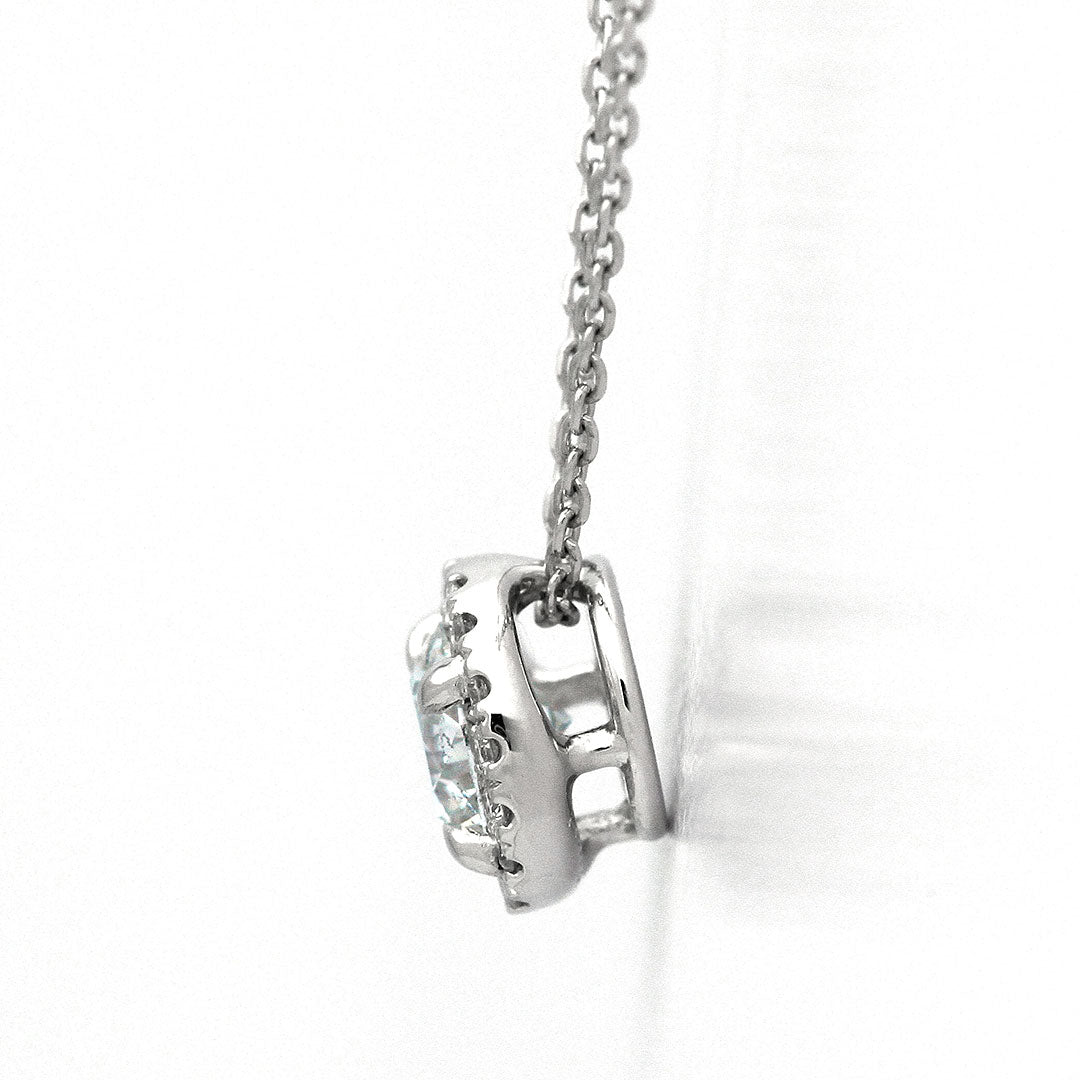 <tc>Platinum halo engagement necklace | Oval link chain (NELP4525)</tc>