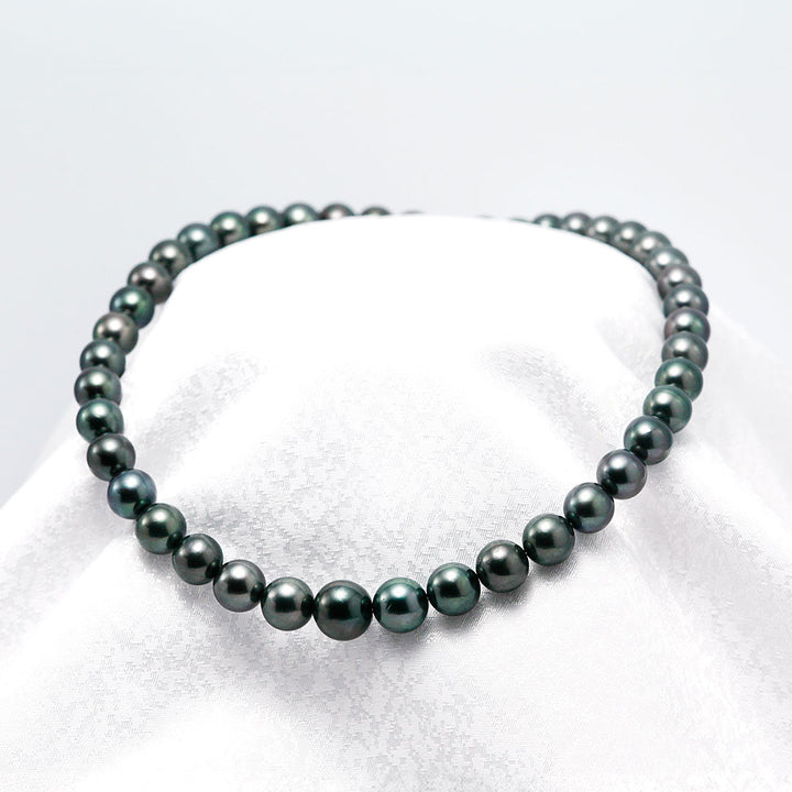 Tahitian black lipped pearl necklace | 8.0-11.4mm | NJ04209