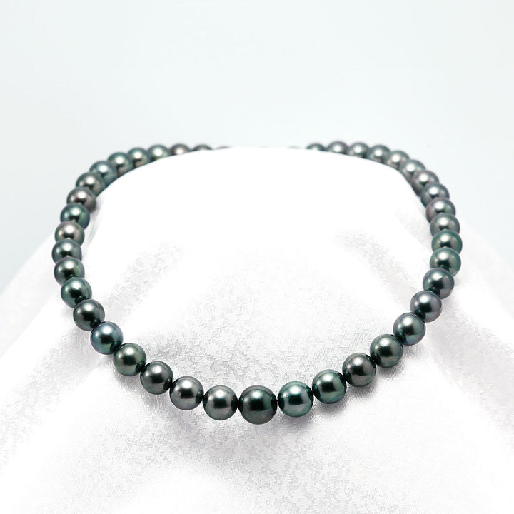 Tahitian black lipped pearl necklace | 8.0-11.4mm | NJ04209