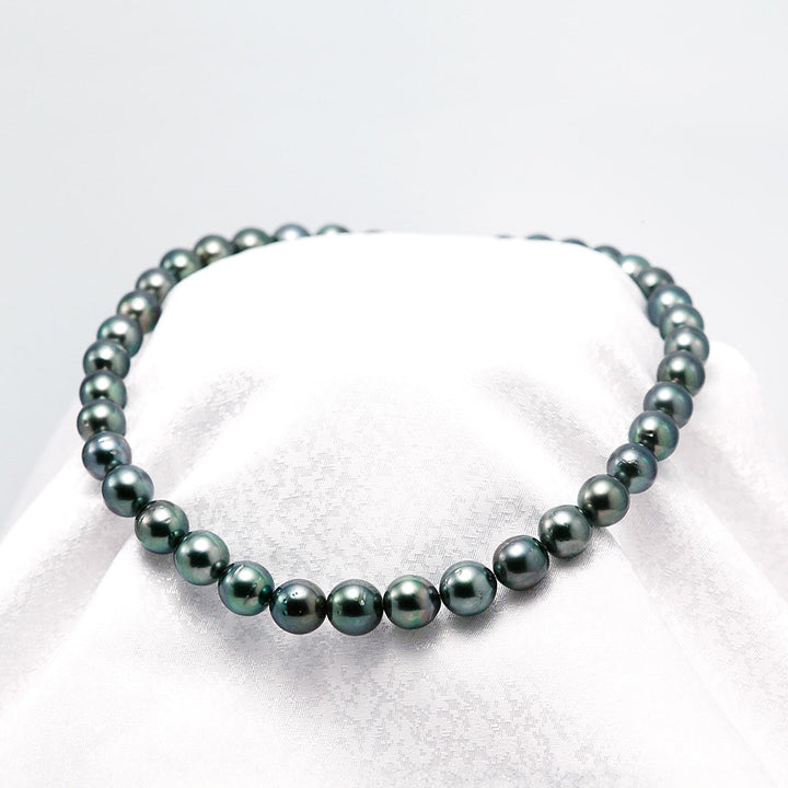 Tahitian black lipped pearl necklace | 8.3-10.9mm | NJ04217