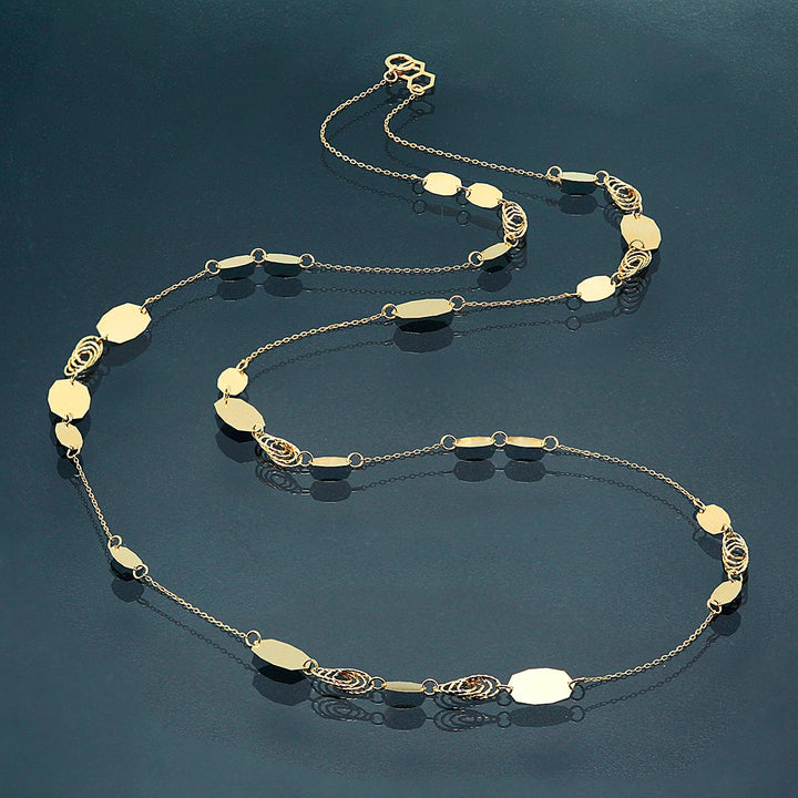 Yellow gold long necklace | NK09234