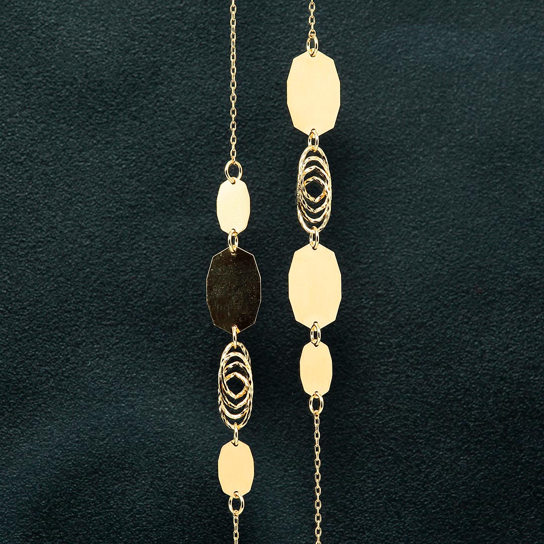 Yellow gold long necklace | NK09234