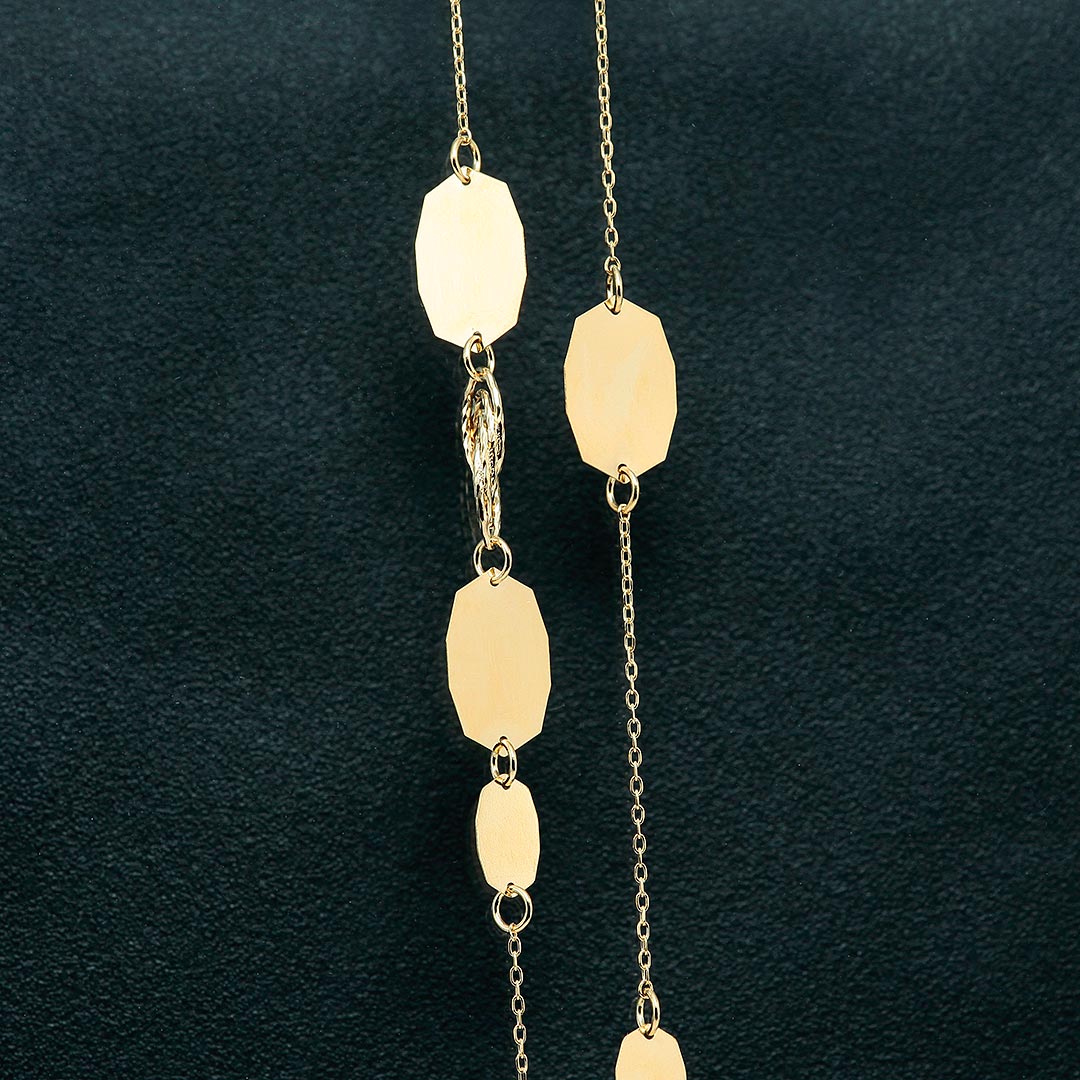 Yellow gold long necklace | NK09234