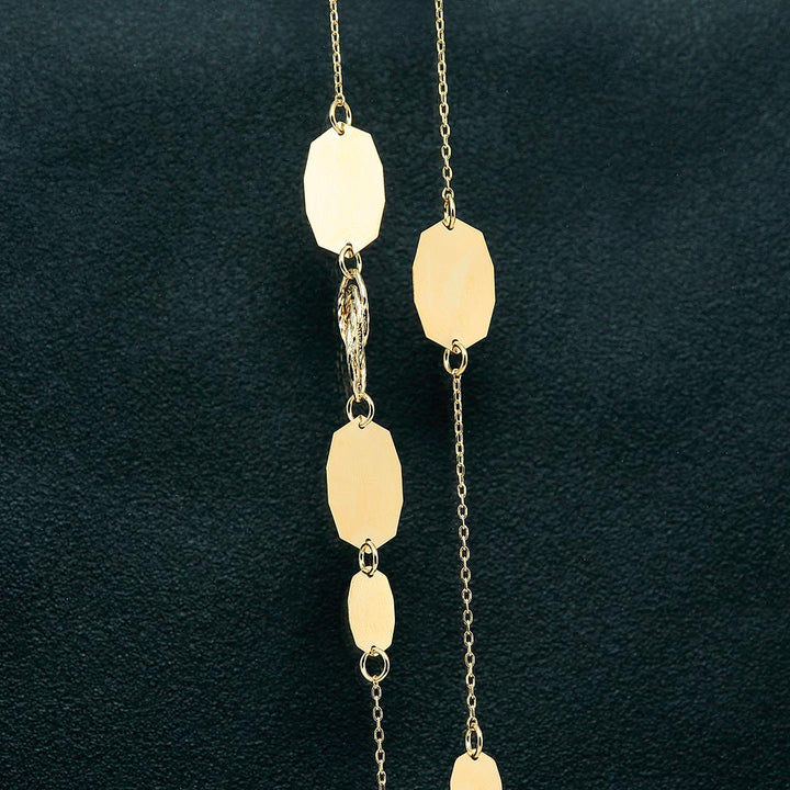 Yellow gold long necklace | NK09234