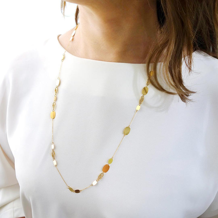 Yellow gold long necklace | NK09234
