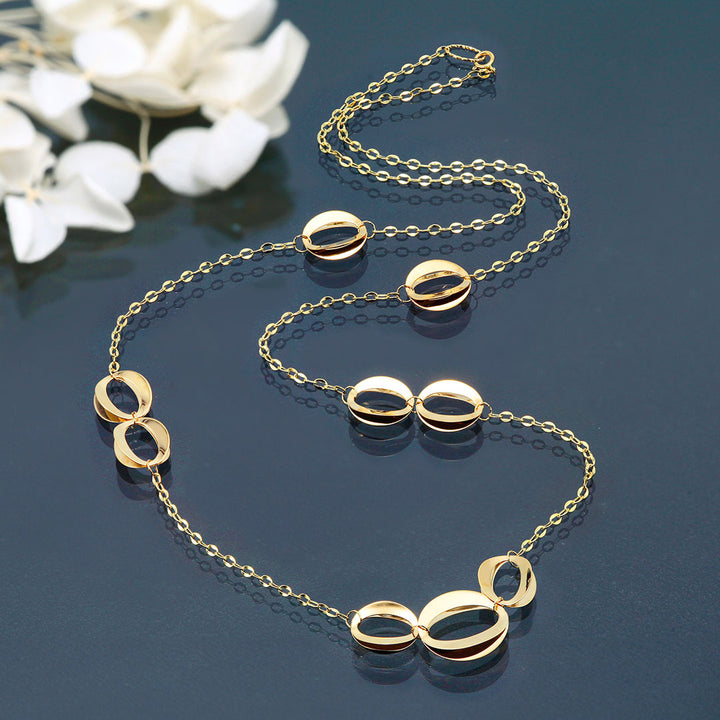 Yellow gold long necklace | NK09248