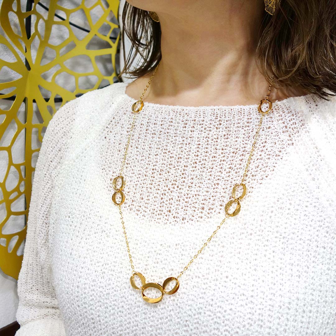 Yellow gold long necklace | NK09248