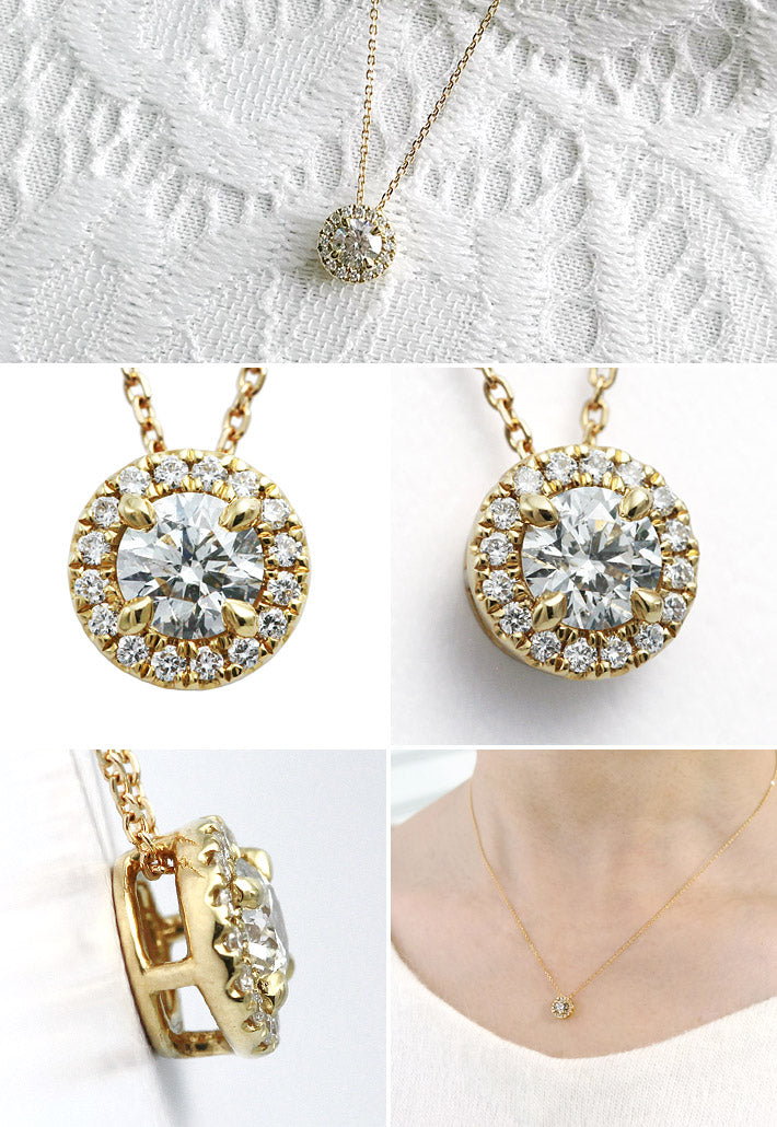 ダイヤモンド ヘイローデザインネックレス ｜ PD03659   (0.196ct/F/SI1/VG)