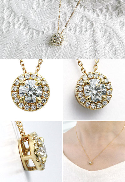 ダイヤモンド ヘイローデザインネックレス ｜ PD03659   (0.196ct/F/SI1/VG)