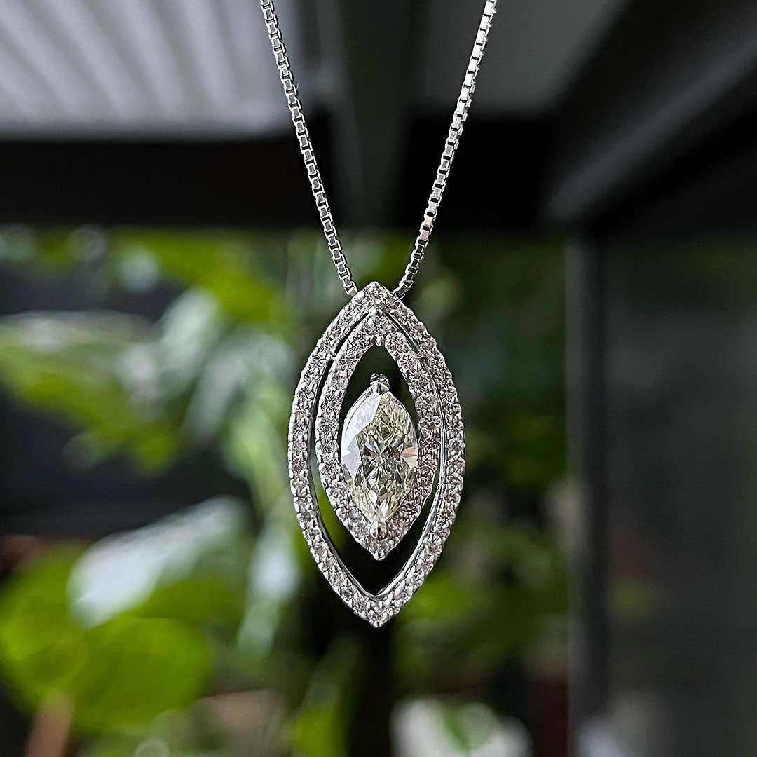 Diamond Necklace | PD03530 (1.507ct/Very Light Yellow/SI2/Marquise Cut)
