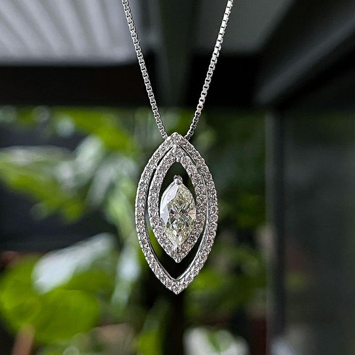 Diamond Necklace | PD03530 (1.507ct/Very Light Yellow/SI2/Marquise Cut)