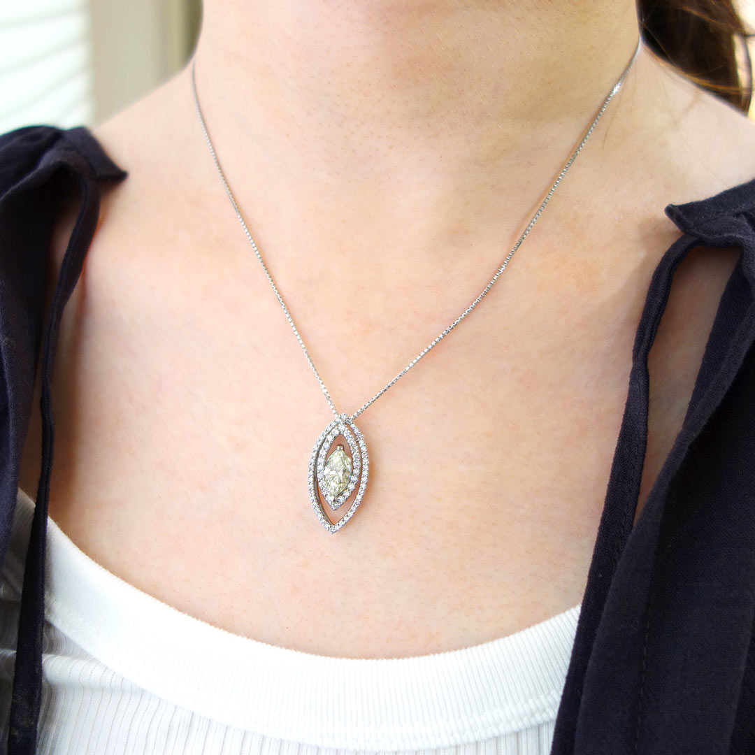 Diamond Necklace | PD03530 (1.507ct/Very Light Yellow/SI2/Marquise Cut)