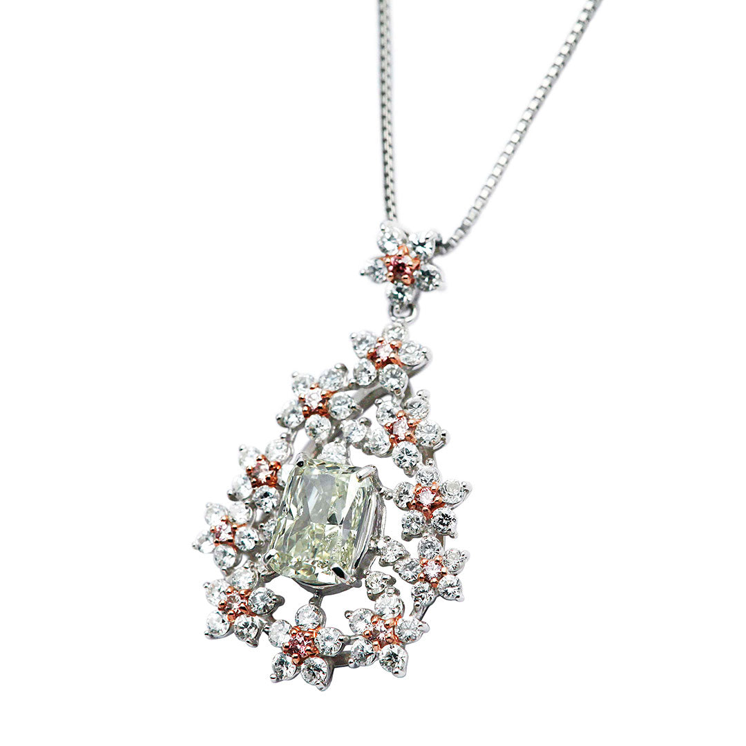 Diamond necklace ｜ PD03590 (1.602ct/M/SI2/Cushion Cut)