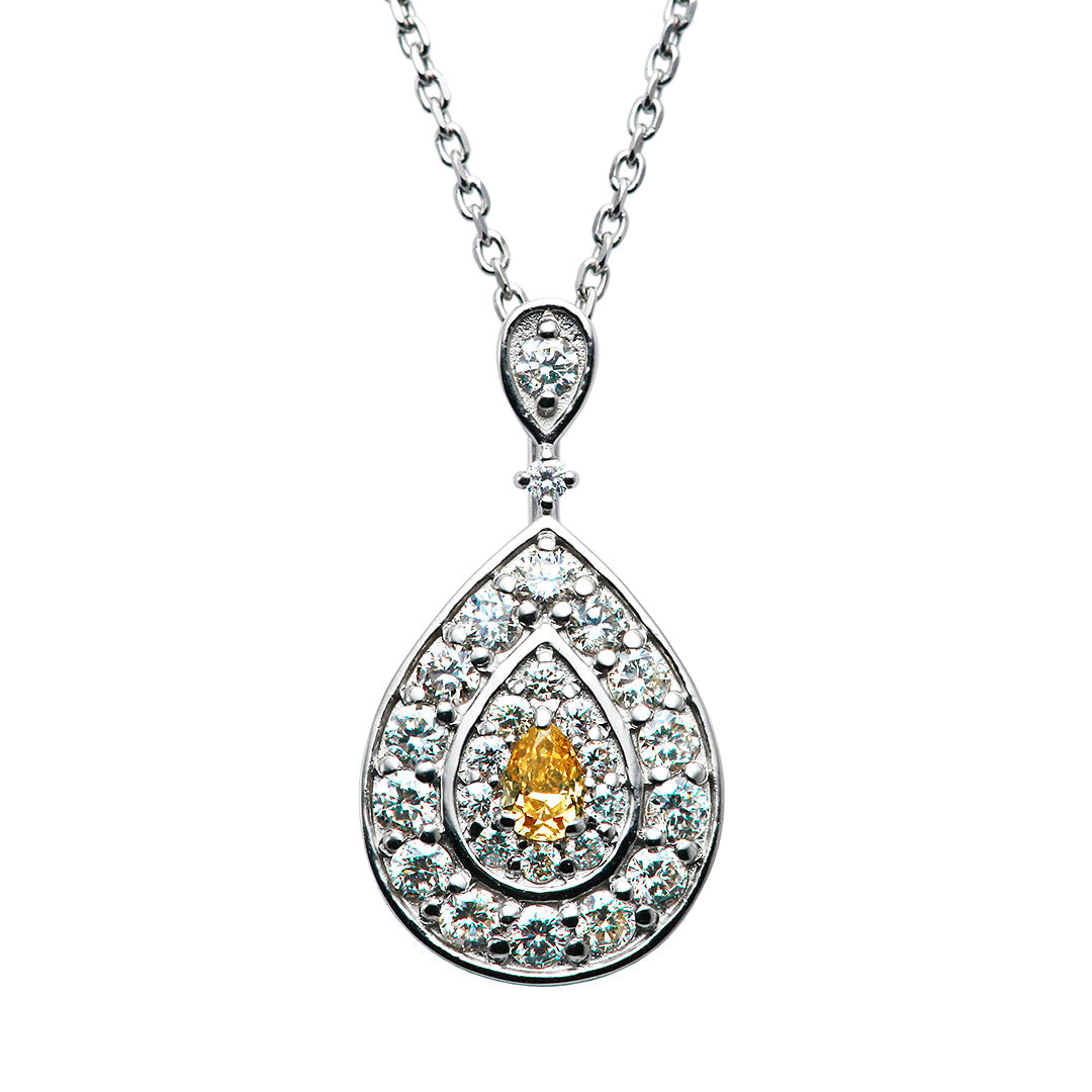 Diamond necklace ｜ PD03591 (0.060ct/Fancy Intense Orange Yellow/SI2/Pear Brilliant Cut)