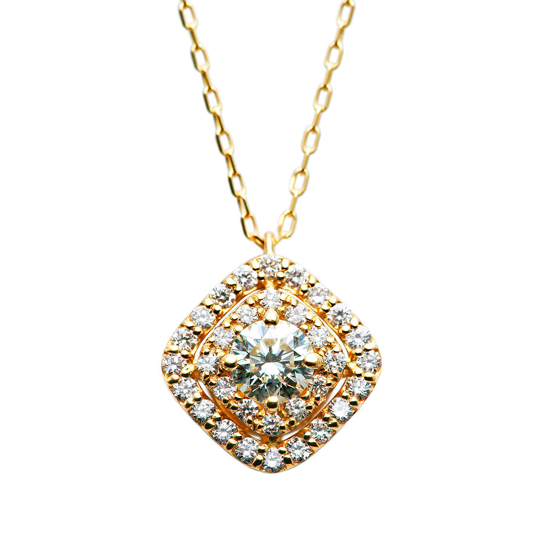 Diamond halo design necklace ｜ PD03604 (0.214ct/M/SI2/VG)