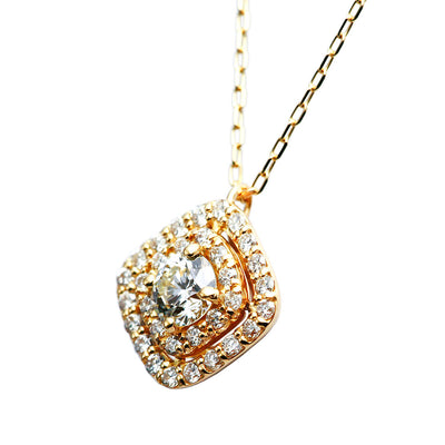 Diamond halo design necklace ｜ PD03604 (0.214ct/M/SI2/VG)