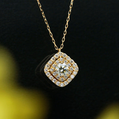 Diamond halo design necklace ｜ PD03604 (0.214ct/M/SI2/VG)