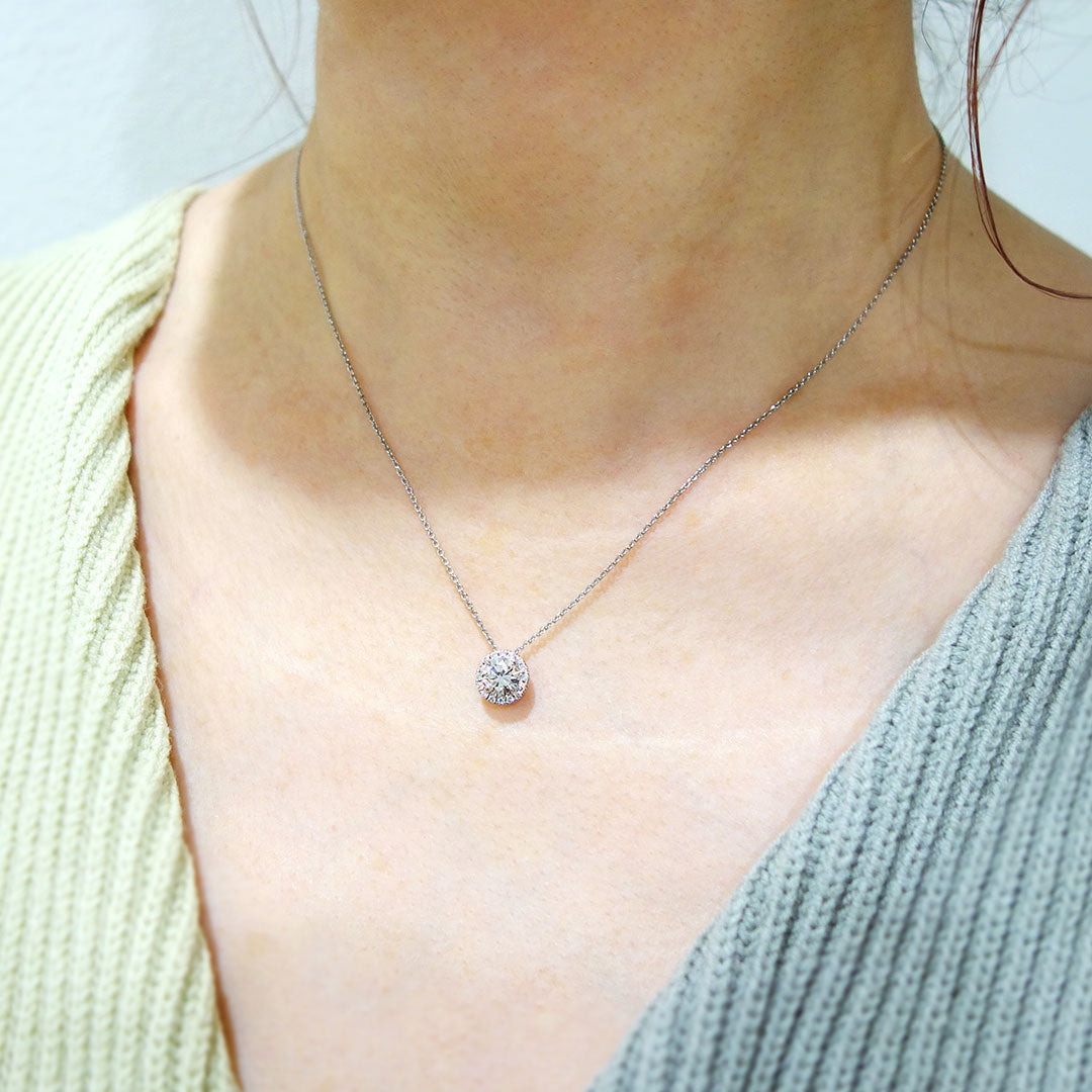 ダイヤモンド ヘイローデザインネックレス ｜ PD03777   (0.703ct/G/SI2/VG)