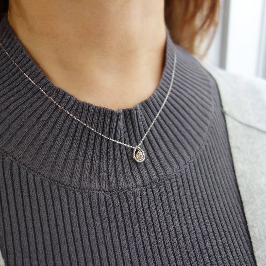 ダイヤモンド ネックレス ｜ PD03753   (Fancy purple pink/SI1/Pear shape)