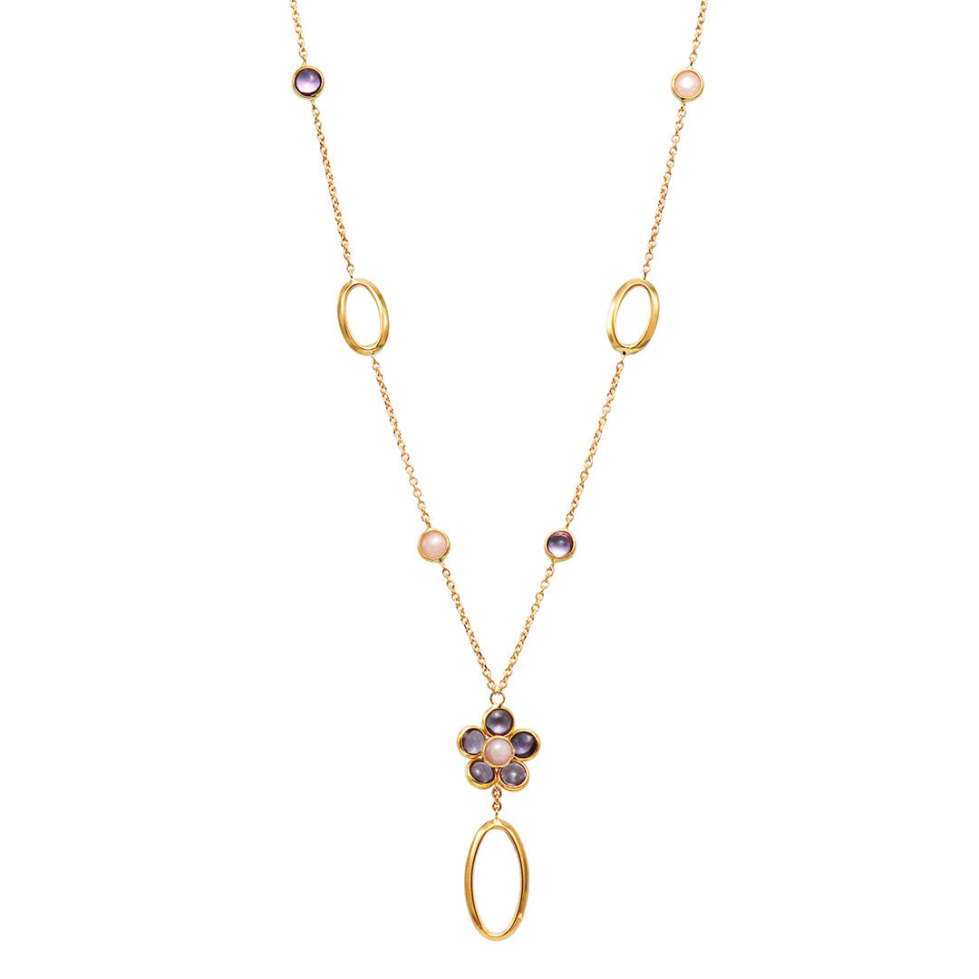 Amethyst & pink opal necklace ｜ PX05377