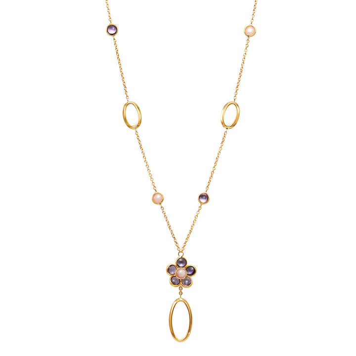 Amethyst & pink opal necklace ｜ PX05377
