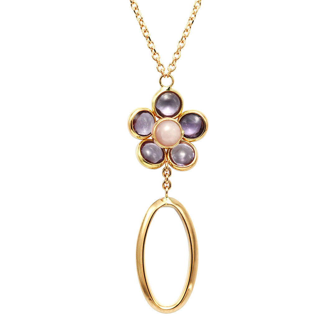 Amethyst & pink opal necklace ｜ PX05377