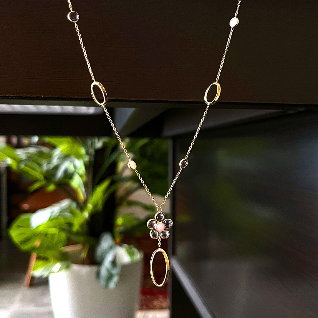 Amethyst & pink opal necklace ｜ PX05377