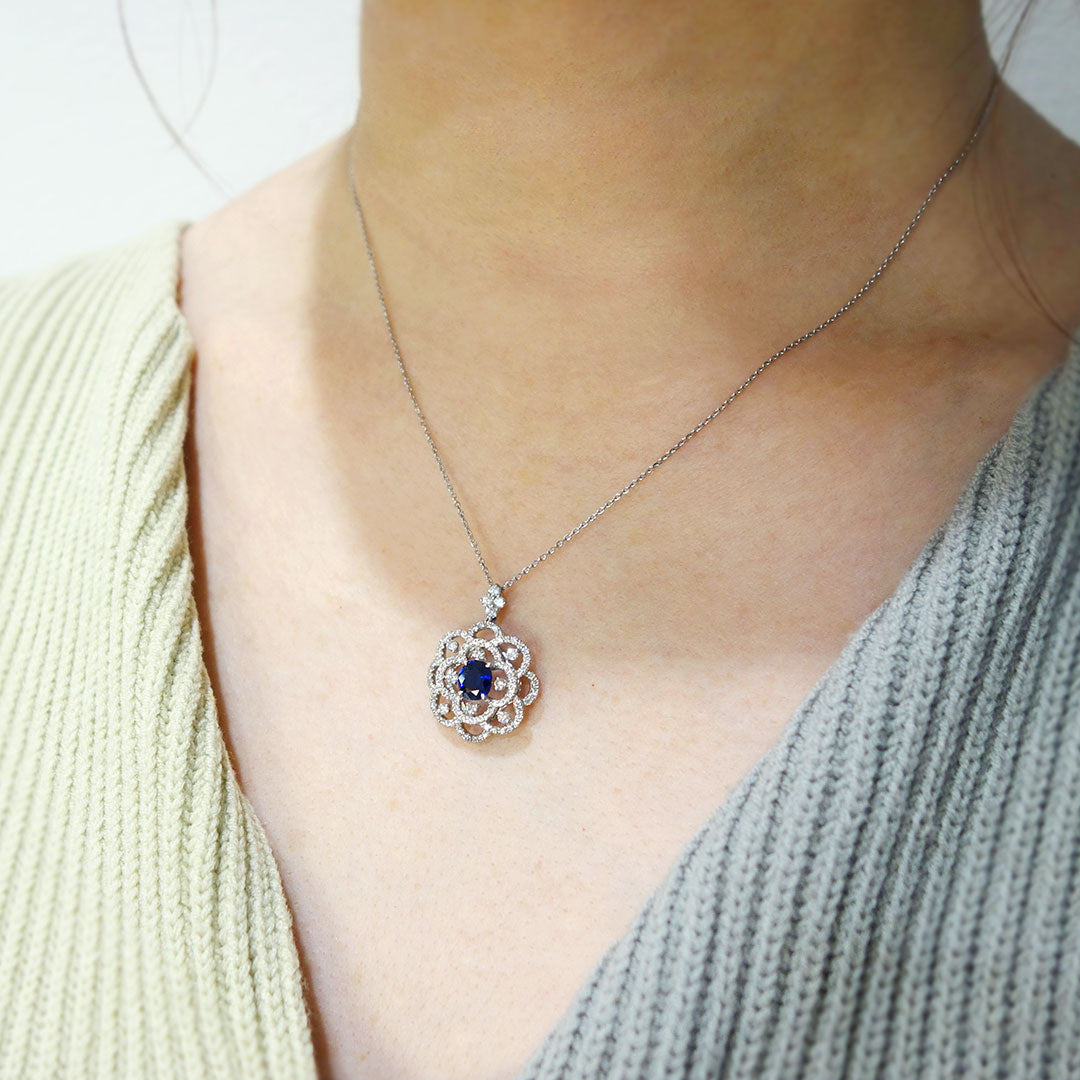 <tc>Royal blue sapphire pendant necklace ｜ PX05512</tc>