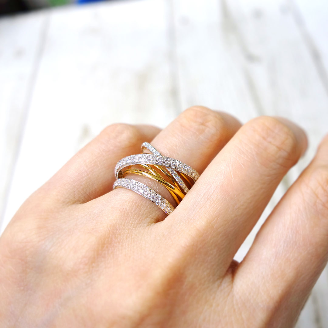 96N4923M】Pt900 パール ダイヤモンド リング 9号 ダイヤモンド リング