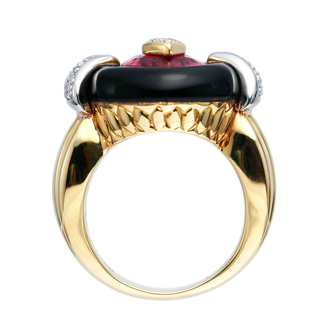 Pink Tourmaline & Onyx Ring | RX00682